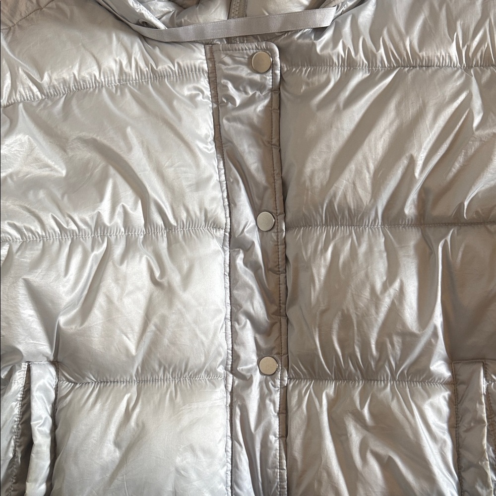 Gap Women’s Silver Coldcontrol Max Puffer Coat with Hood - Picture 3 of 5